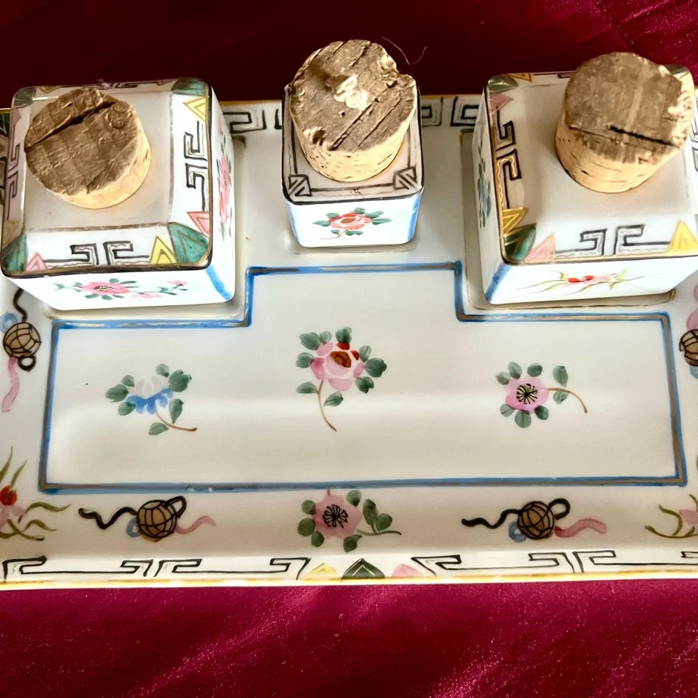 Inkwell or spice jar set, highly collectible,porcelain Nippon marked M Morimura - Picture 3 of 12